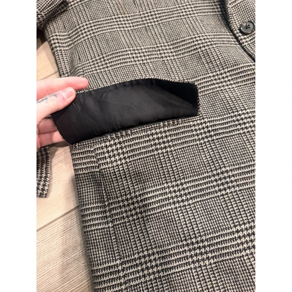 Mens Chaps Ralph Lauren Grey Plaid Two Button Blazer Notched Lapel Sport Coat